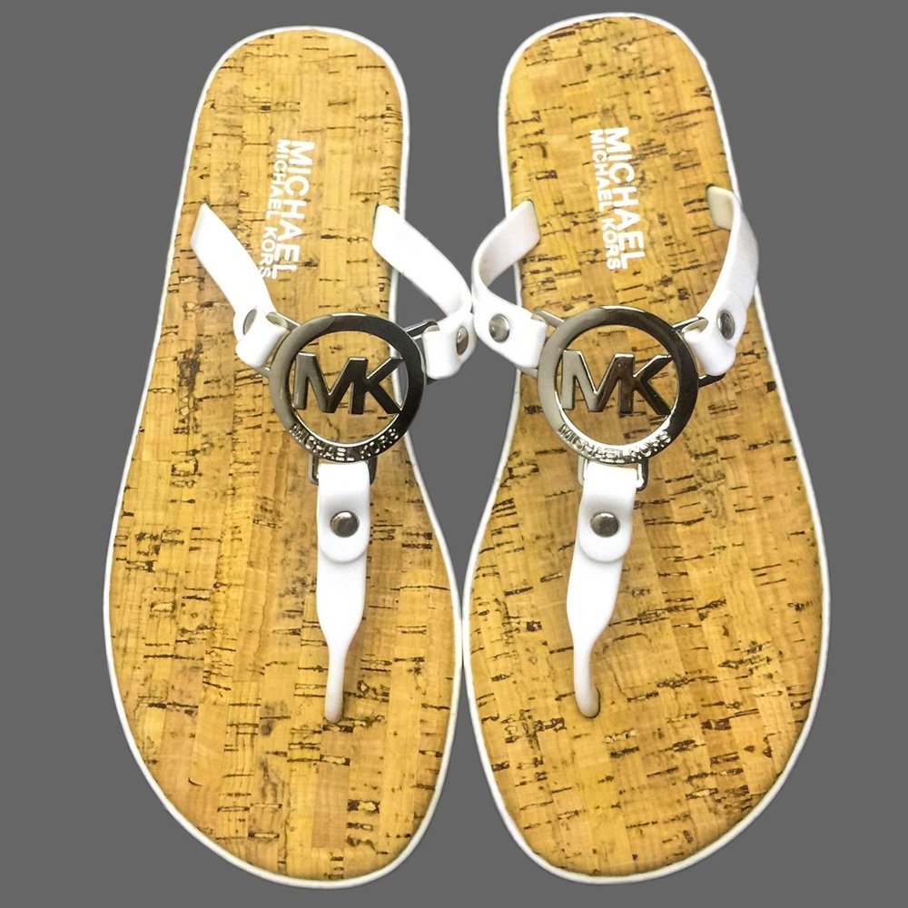 Michael Kors white t strap jelly sandals